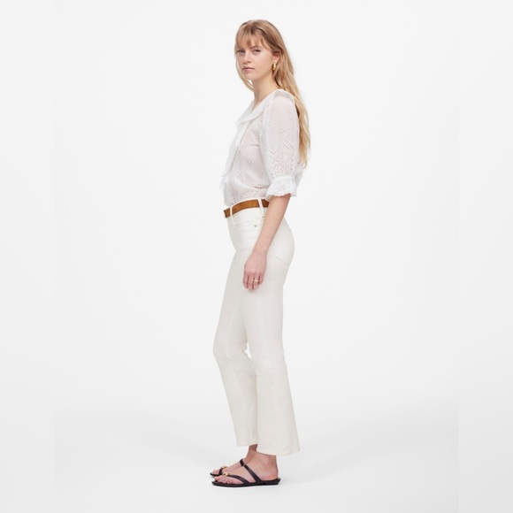 Madewell Women’s Kick Out Crop Jeans Mid-Rise NI961 Size 23 In Pure White NWT - Picture 3 of 7